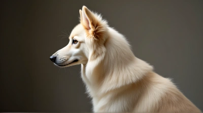 Ivory Long-Haired Dog Profile With Soft Lighting