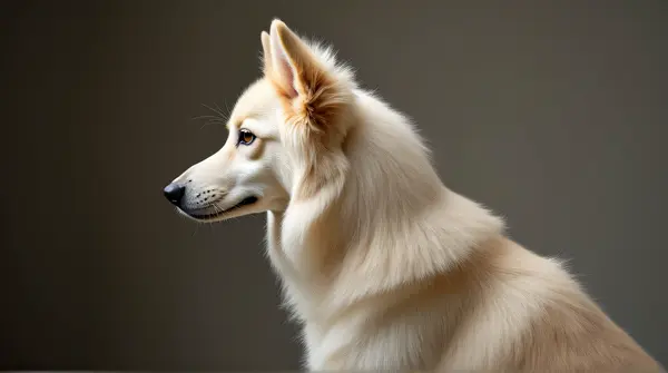 Ivory Long-Haired Dog Profile With Soft Lighting