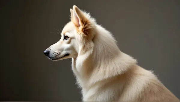 Ivory Long-Haired Dog Profile With Soft Lighting
