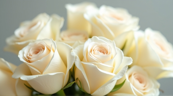 Ivory Roses Bouquet Close-Up Top View
