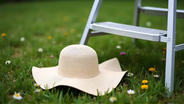 Ivory Sun Hat With Metallic Ladder On Wildflower Turf