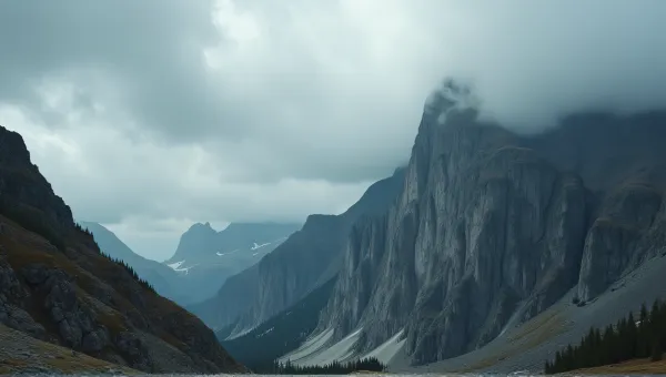 Jagged Cliff Ridge Under Overcast Sky