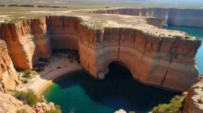 Jagged Cliffs Sunlit Sharp Shadows Aerial View