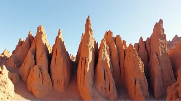 Jagged Earthen Cliffs Against Clear Sky