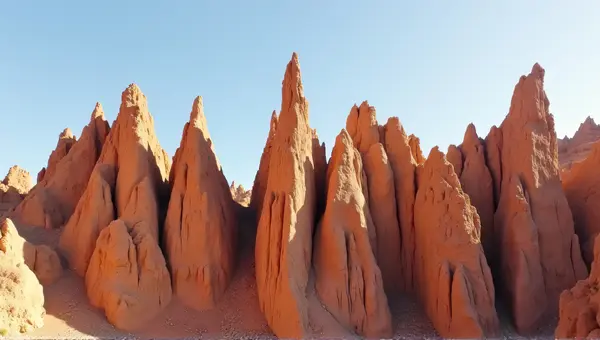 Jagged Earthen Cliffs Against Clear Sky