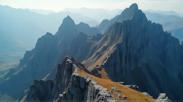 Jagged Highland Ridges Under Soft Sunlight Texture