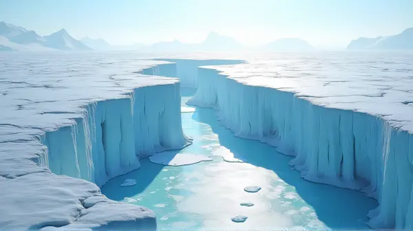 Jagged Ice Formations With Reflective Surfaces
