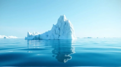 Jagged Iceberg Peaks Rising Above Sapphire Sea