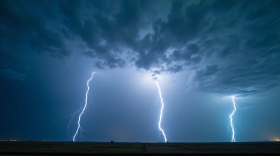 Jagged Lightning Bolts Over Layered Vapor Sky