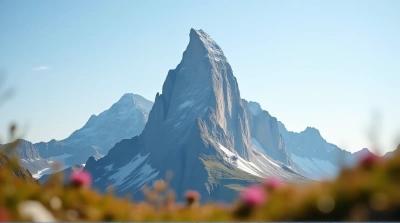 Jagged Mountain Peak With Alpine Flora