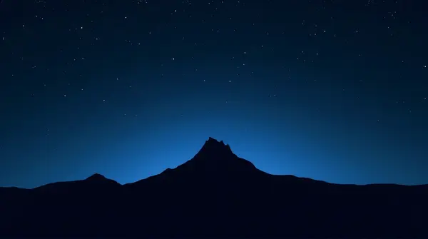 Jagged Mountain Ridge Silhouette Under Starry Night Sky