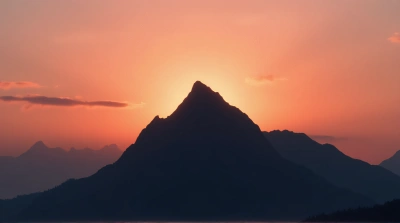 Jagged Peak Against Glowing Orange Pink Sky