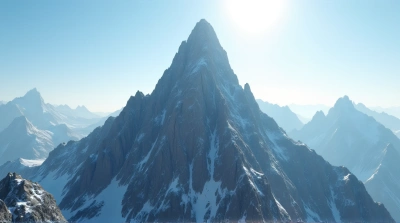 Jagged Rocky Peak With Bright Sunlight Shadows