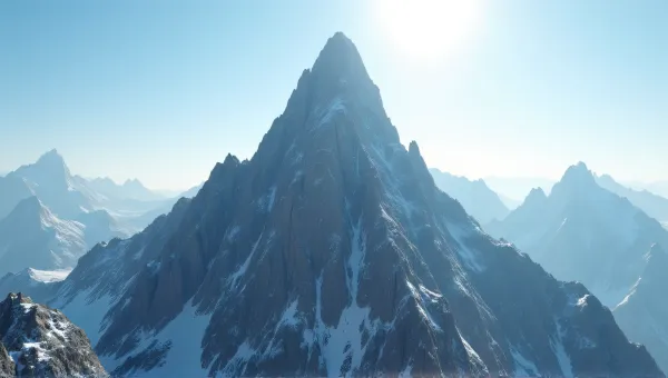 Jagged Rocky Peak With Bright Sunlight Shadows