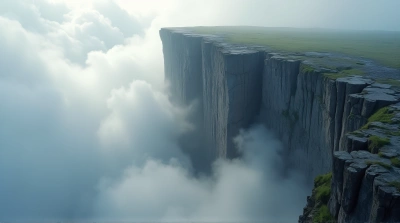 Jagged Rocky Peak with Mist and Soft Sunlight