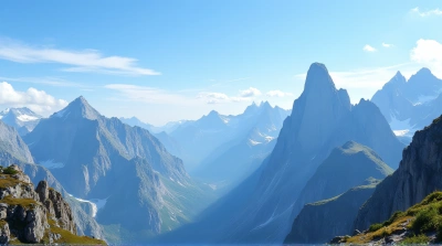 Jagged Rocky Peaks Under Clear Blue Sky