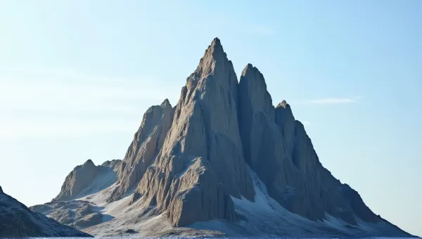 Jagged Rocky Summit Under Clear Sky