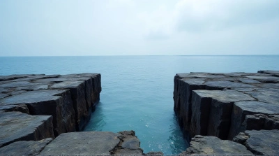 Jagged Stone Formation Near Ocean Boundary