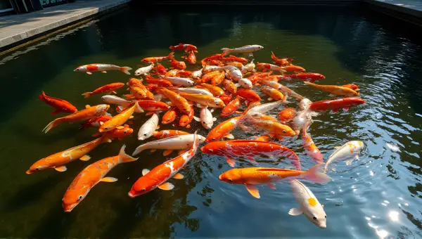 Koi Fish Swimming Under Urban Basin Light