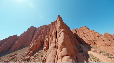 Large Brown Rocky Peak Under Clear Blue Sky