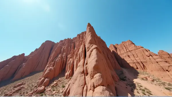 Large Brown Rocky Peak Under Clear Blue Sky