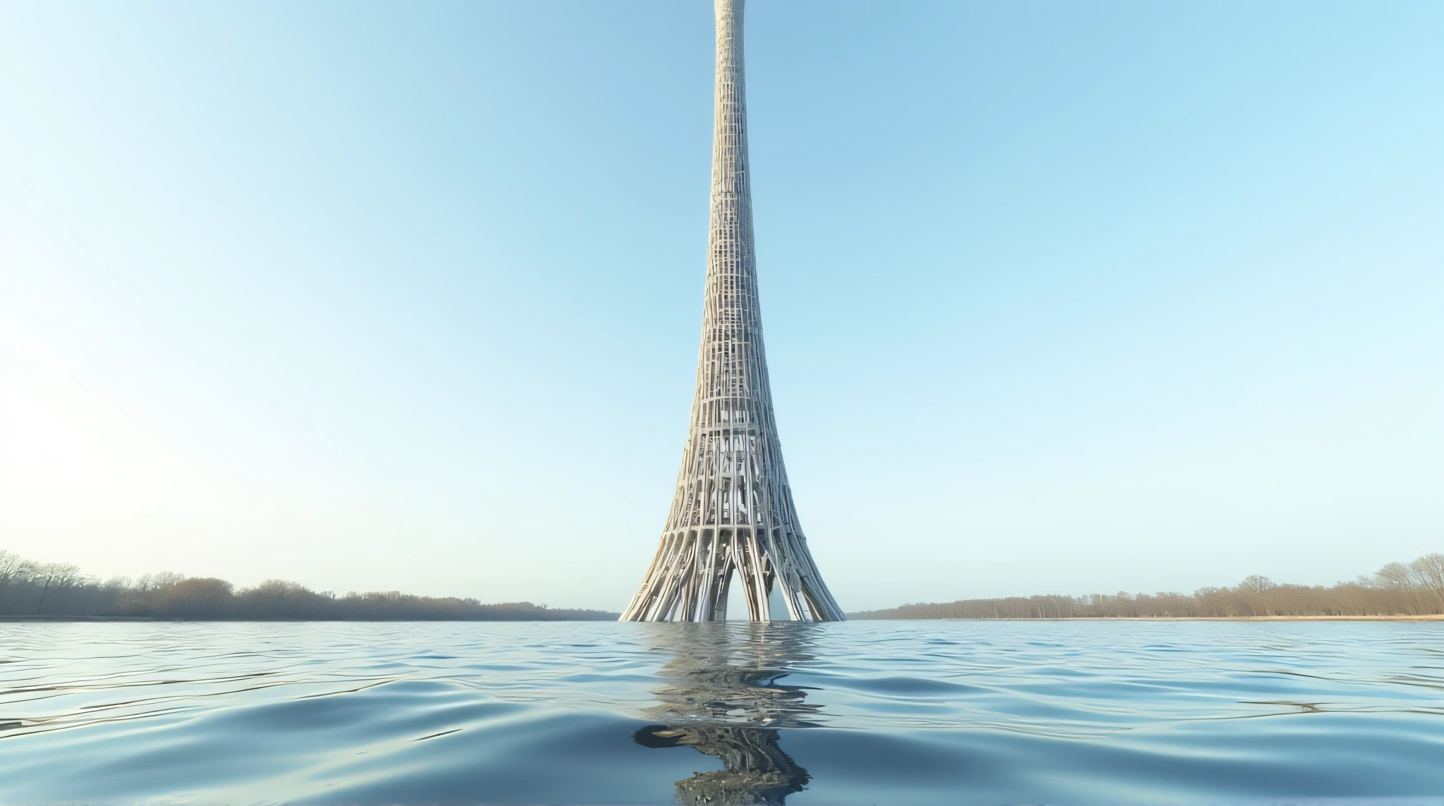 Lattice Structure Above Rippling Lake Surface