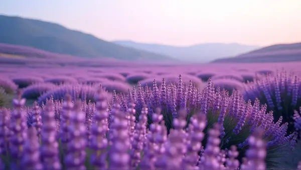 Lavender Meadow Stretching Over Rolling Hills