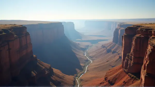 Layered Cliffs Under Vast Sky With Sunlit Terrain