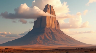 Layered Earth Peak With Golden Light And Clouds