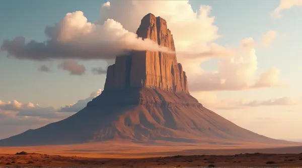 Layered Earth Peak With Golden Light And Clouds