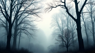 Leafless Tree Branches Against Foggy Sky