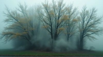 Leafy Branches Covered In Swirling Vapor