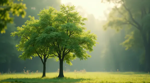 Leafy Deciduous Trees Under Soft Daylight
