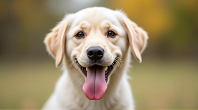 Light Colored Dog With Extended Tongue