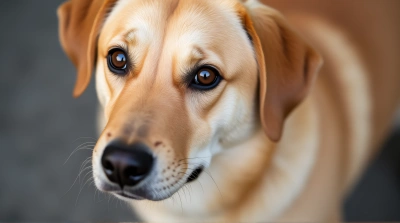 Light Tan Dog Close-Up With Expressive Eyes