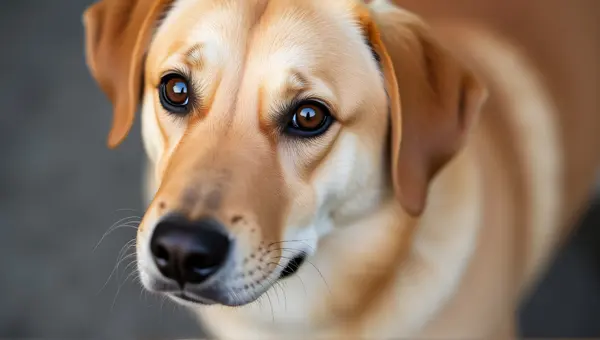 Light Tan Dog Close-Up With Expressive Eyes