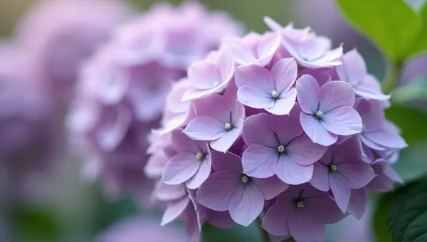 Lilac Hydrangea Blossoms With Soft Background