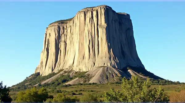 Limestone Cliff Formation With Sunlit Texture