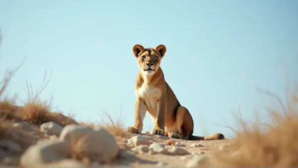 Lioness On Rocky Terrain With Attentive Gaze
