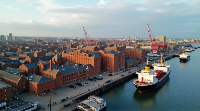 Liverpool Historic Docks Aerial View Vintage Ships