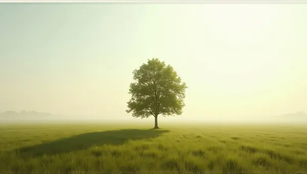 Lone Deciduous Tree On Expansive Grassy Plain