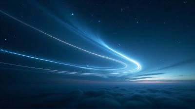 Long Exposure Stars Motion Over Blue Sky