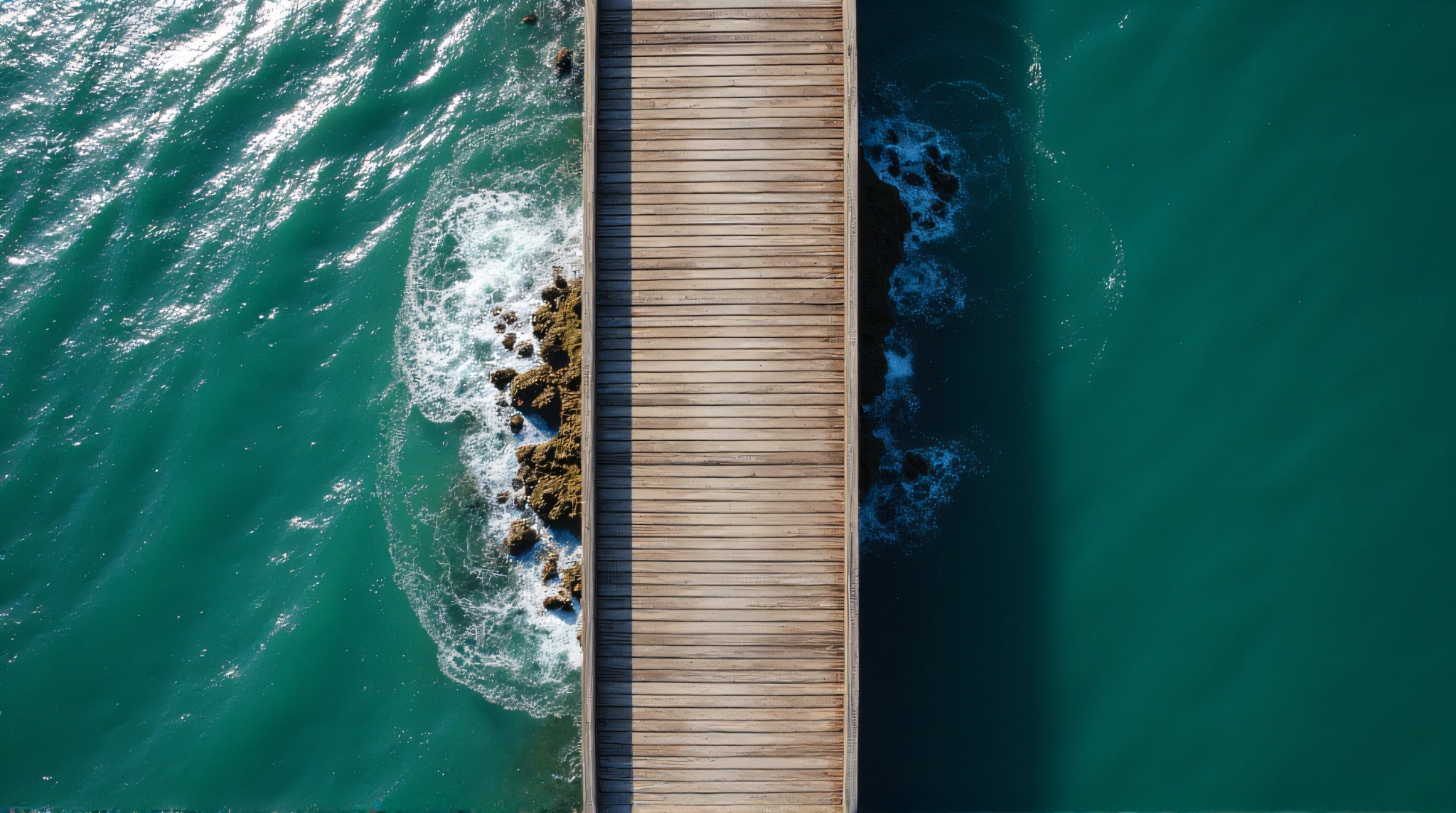 Long Jetty Extending Over Gentle Ocean Waves