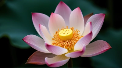 Lotus Flower Center Macro Showing Petal Texture