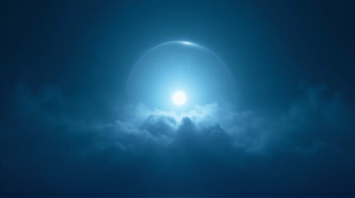 Luminous Orb Against Deep Blue Gradient Background