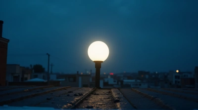 Luminous Orb Lighting Urban Rooftop At Dusk