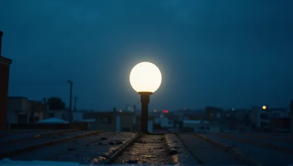 Luminous Orb Lighting Urban Rooftop At Dusk