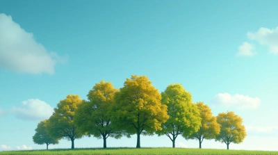 Lush Foliage Trees With Vibrant Leaves And Tranquil Sky