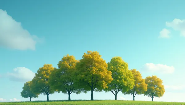 Lush Foliage Trees With Vibrant Leaves And Tranquil Sky