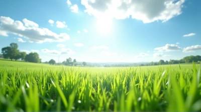 Lush Green Grass Field Under Bright Sky